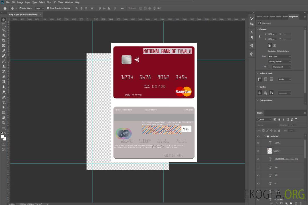 Mastercard de la Banque nationale de Tuvalu de Tuvalu template